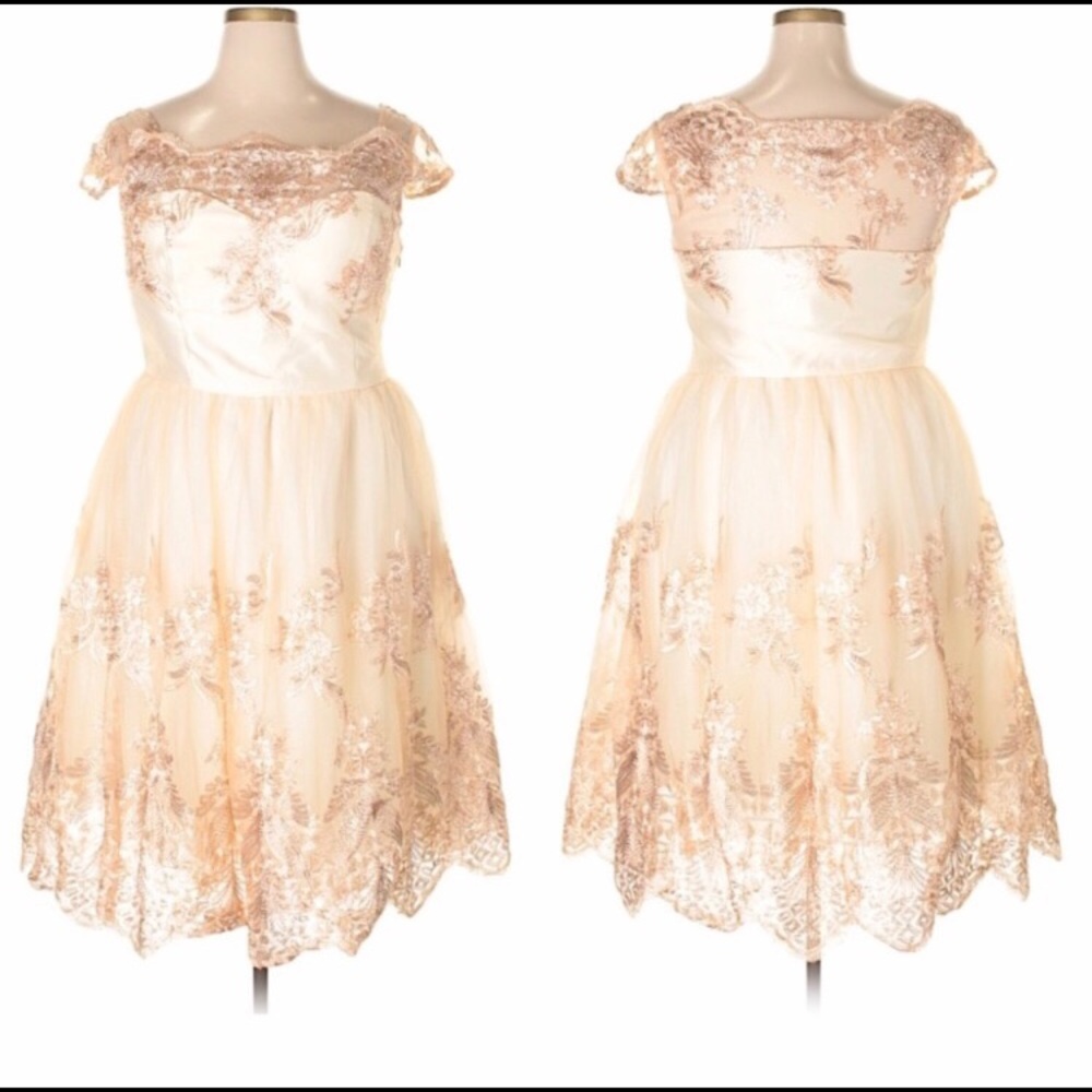 Chi Chi London Rose Gold Dress, Size 20